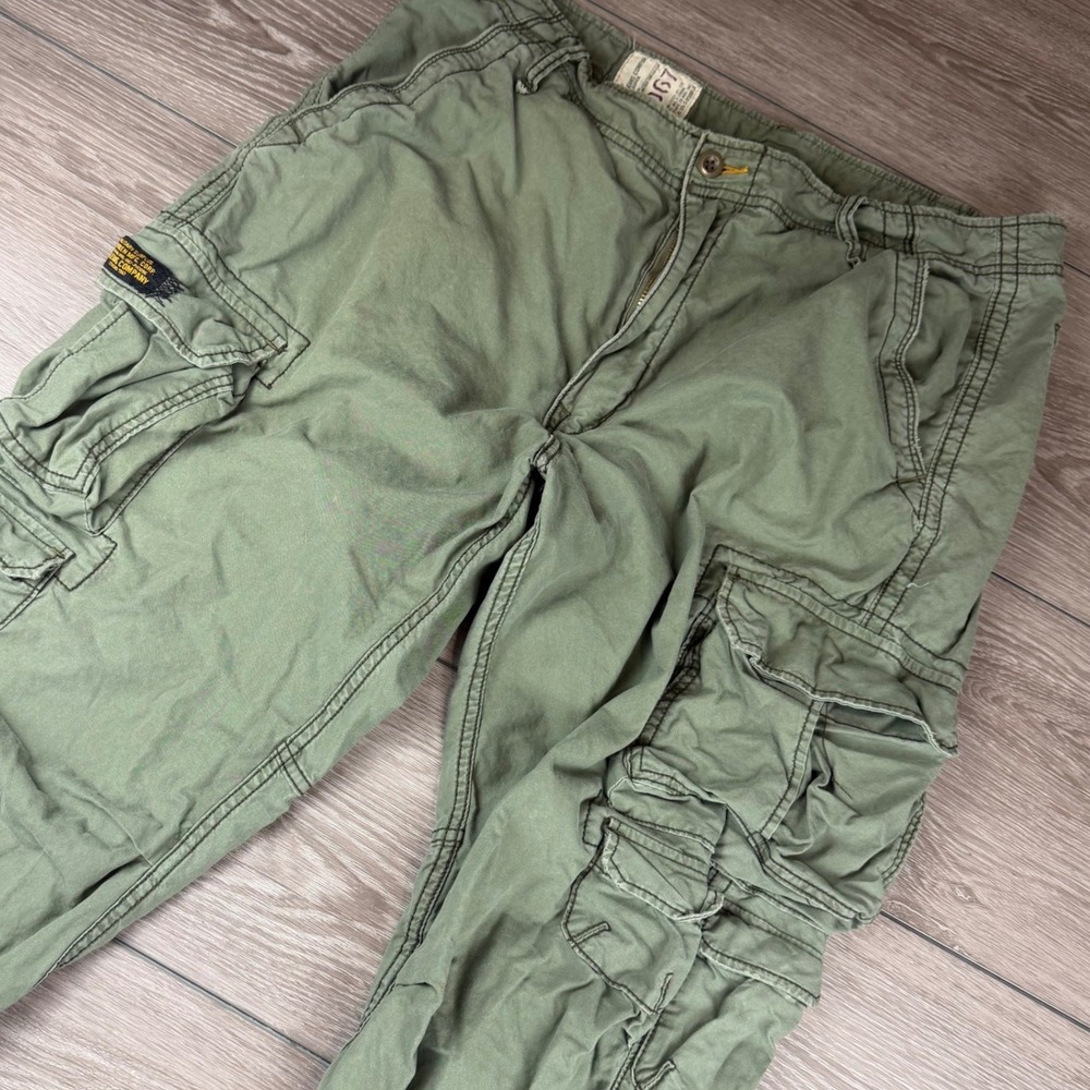 Polo Jeans Co Ralph Lauren Mens Cargo Pants Military Surplus Olive Green 38x32